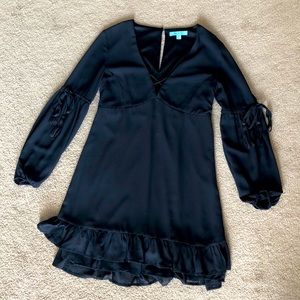 Navy Plunge Neck Dress